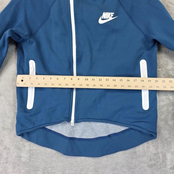 Nike Fleece Hoodie Jacket Womens Small Blue Full Zip Pockets Swoosh 930757-474 - Picture 5 of 12